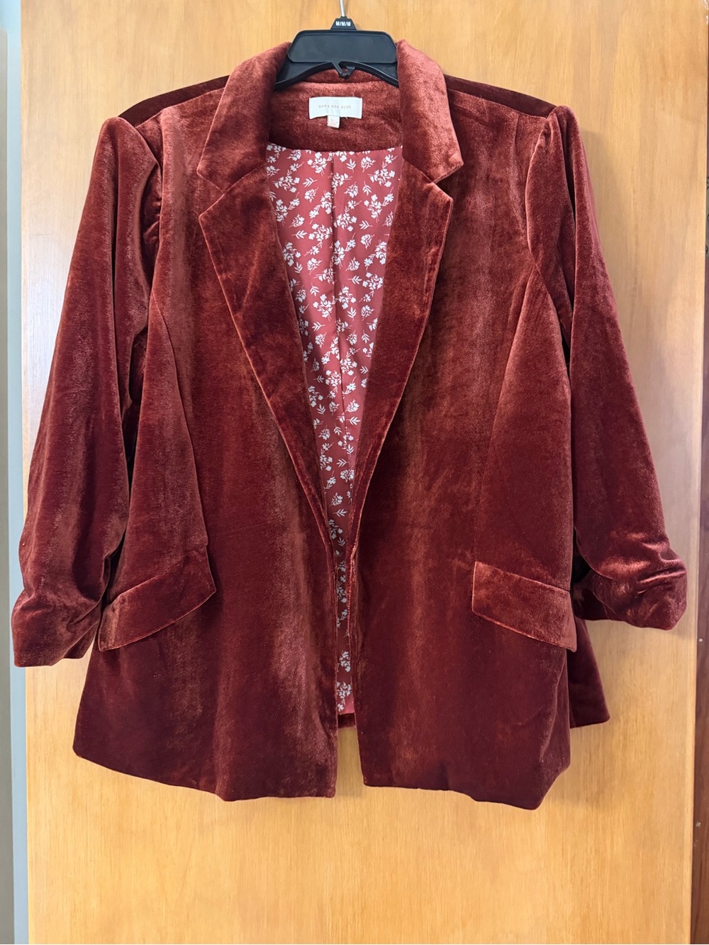 NWOT Skies Are Blue Burnt Orange Women’s Velvet Blazer Jacket